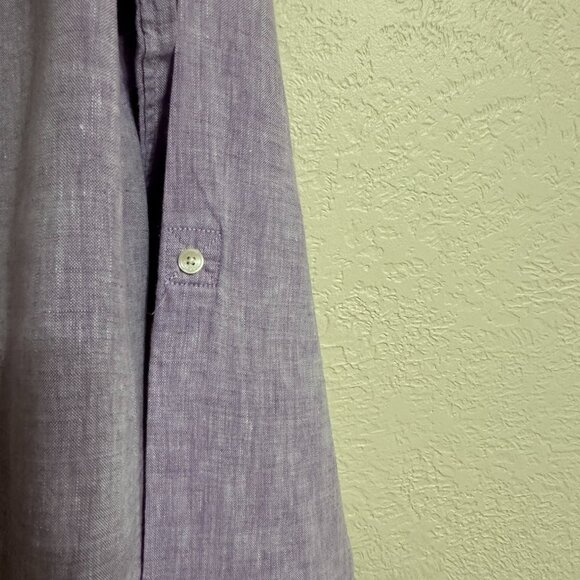 Talbots Lilac, 100% Linen, Button Down Shirt, Size M - Picture 3 of 16